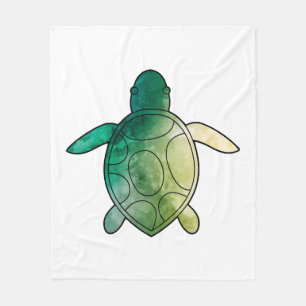 Sea Turtle green watercolor Fleece Blanket