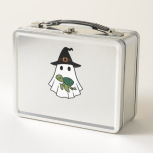 Sea Turtle Halloween Ghost Witch Hat Animal Lovers Metal Lunch Box