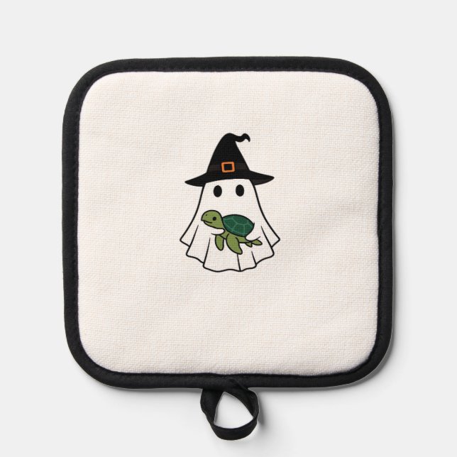 Sea Turtle Halloween Ghost Witch Hat Animal Lovers Pot Holder (Front)