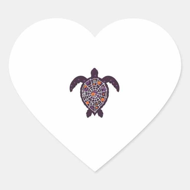 Sea Turtle Halloween Spider-web Pumpkin Ghost Hall Heart Sticker (Front)