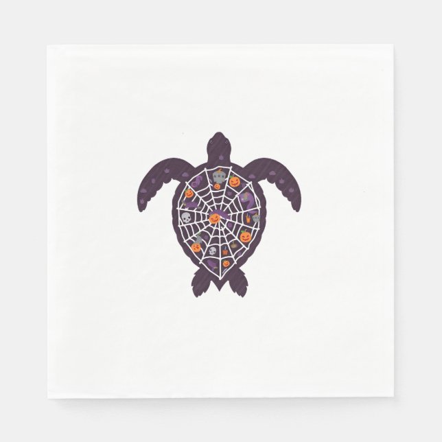 Sea Turtle Halloween Spider-web Pumpkin Ghost Hall Napkin (Front)