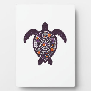 Sea Turtle Halloween Spider-web Pumpkin Ghost Hall Plaque