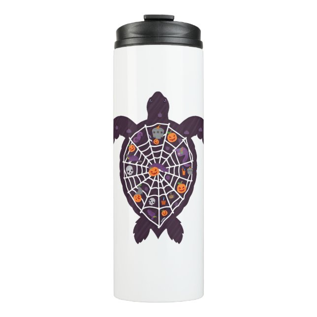 Sea Turtle Halloween Spider-web Pumpkin Ghost Hall Thermal Tumbler (Front)