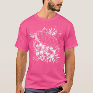 Sea Turtle Hawaiian Flowers Hawaii Scuba Diving Di T-Shirt