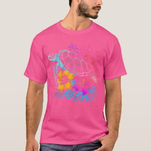 Sea Turtle Hawaiian Flowers Hawaii Scuba Diving Di T-Shirt