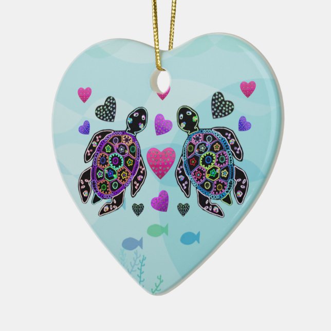 Sea Turtle Heart Ornament (Left)