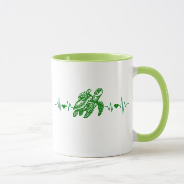 sea turtle heartbeat gift mug ocean lover (Right)