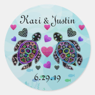 Sea Turtle Hearts Custom Stickers