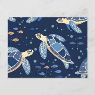 Sea turtle holiday postcard