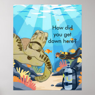 Sea Turtle How Did You Get Down Here? Poster