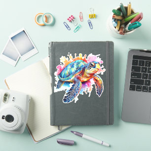 Sea Turtle in Colourful Watercolor
