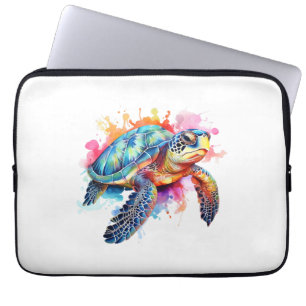 Sea Turtle in Colourful Watercolor Laptop Sleeve