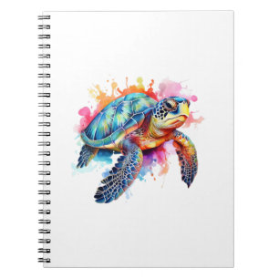 Sea Turtle in Colourful Watercolor Notebook