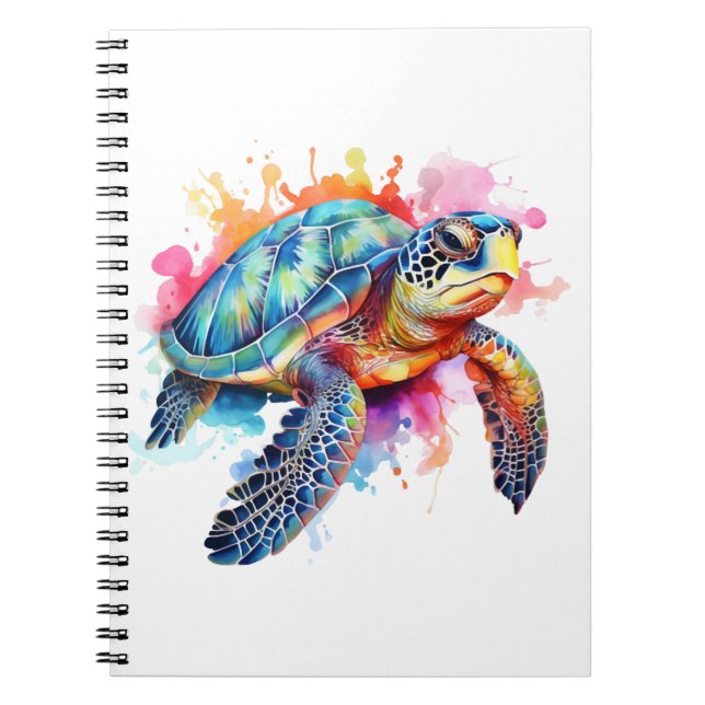 Sea Turtle in Colourful Watercolor Notebook (Front)