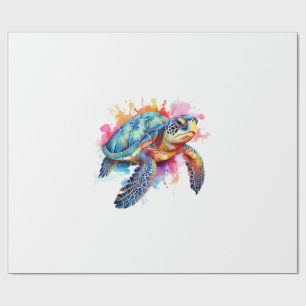 Sea Turtle in Colourful Watercolor Wrapping Paper