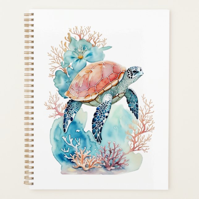 Sea Turtle in Coral Reef Planner Spiral Notebook  (Front)
