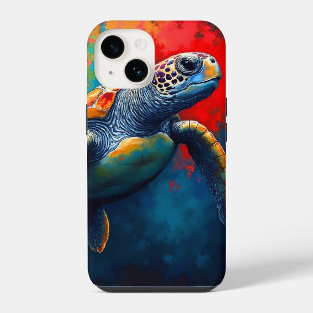Sea Turtle in Deep Sea iPhone Case (Back)