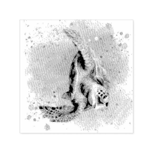 Sea turtle in ocean design on a postcard self-inking stamp (Design)
