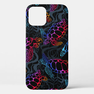 Sea turtle in psychedelic multicolor colours with  iPhone 12 case