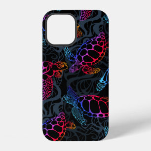 Sea turtle in psychedelic multicolor colours with iPhone 12 case