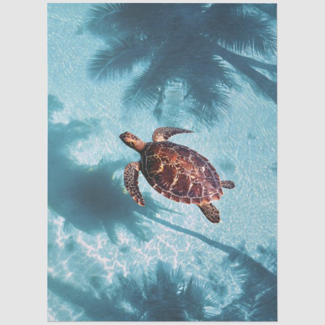 Sea Turtle in Tropical Waters Decoupage Tissue Paper (Front)