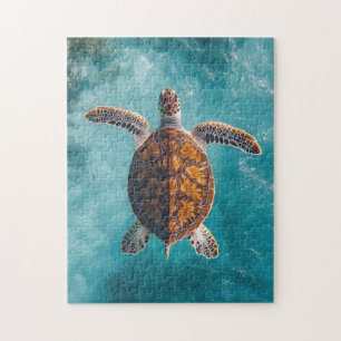 Sea Turtle in Turquoise Ocean Jigsaw Puzzle