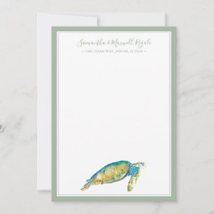 Sea Turtle in Watercolor Personal Stationery Card