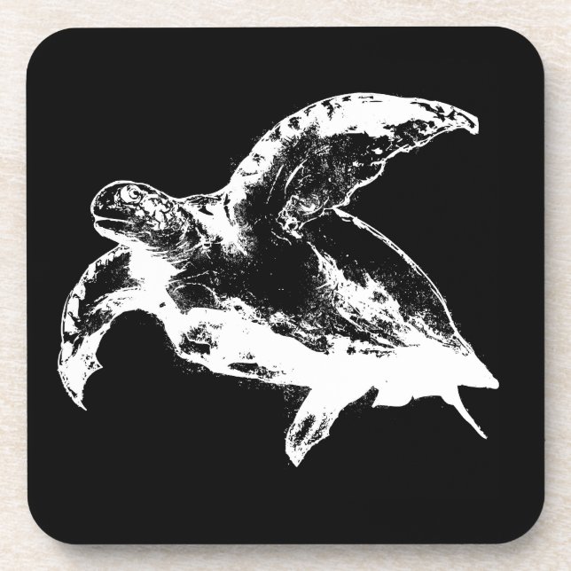 Sea Turtle in White Coaster (Front)