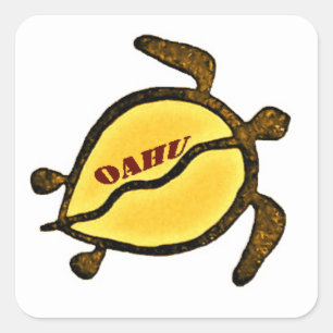 Sea Turtle Island of Oahu Square Sticker