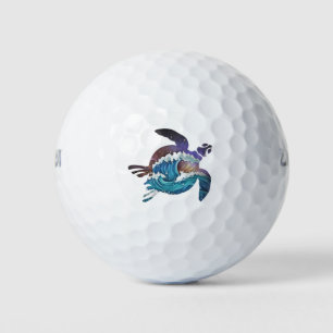 Sea Turtle Japanese Waves Golf Balls
