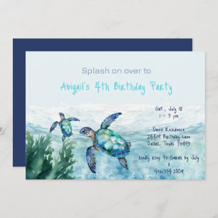 Sea Turtle Kid's Birthday Party II Invitation