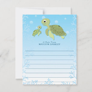 Sea Turtle Kid's Cute Flat Stationary Cards