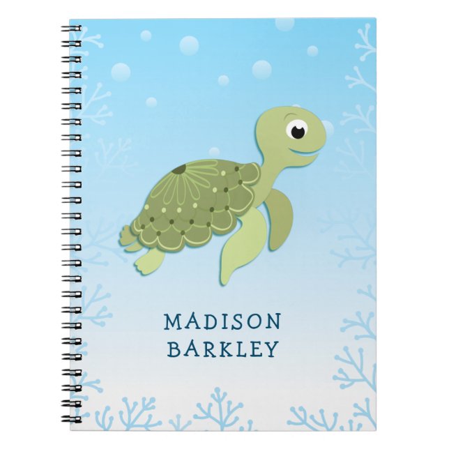 Sea Turtle Kid's Cute Ocean Animal Notebook (Front)