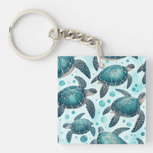Sea Turtle Life (custom) Key Ring (Front)