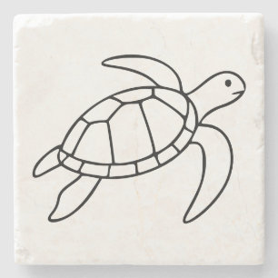 Sea Turtle Line Art – Minimalist Marine Animal Stone Coaster