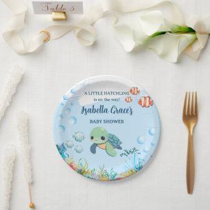 Sea Turtle Little Hatchling Baby Shower 7" Paper Plate