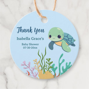 Sea Turtle Little Hatchling Baby Shower Favour Tags
