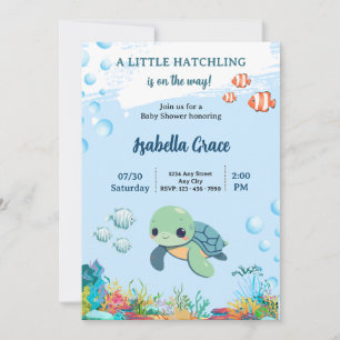 Sea Turtle Little Hatchling Baby Shower Invitation