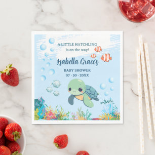Sea Turtle Little Hatchling Baby Shower Luncheon Napkin
