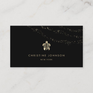 sea turtle logo on black background business card