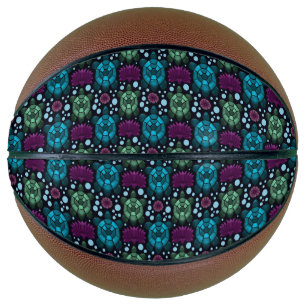 Sea Turtle & Lotus Flower Pattern Basketball