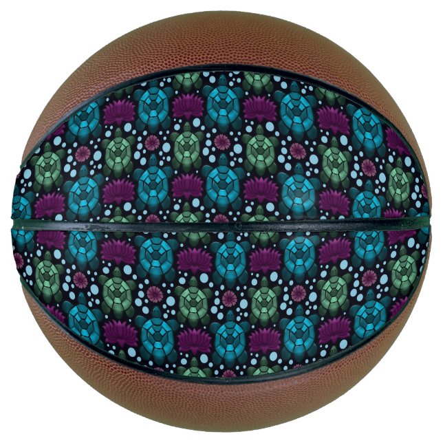 Sea Turtle & Lotus Flower Pattern  Basketball (Front)