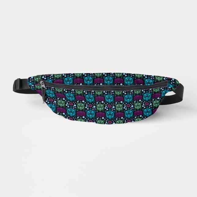 Sea Turtle & Lotus Flower Pattern  Bum Bags (Front)