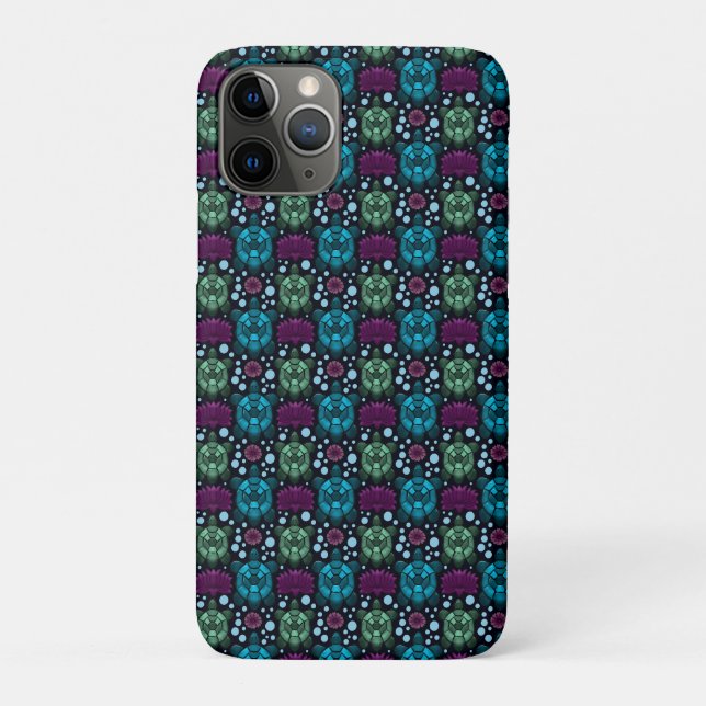 Sea Turtle & Lotus Flower Pattern  Case-Mate iPhone Case (Back)