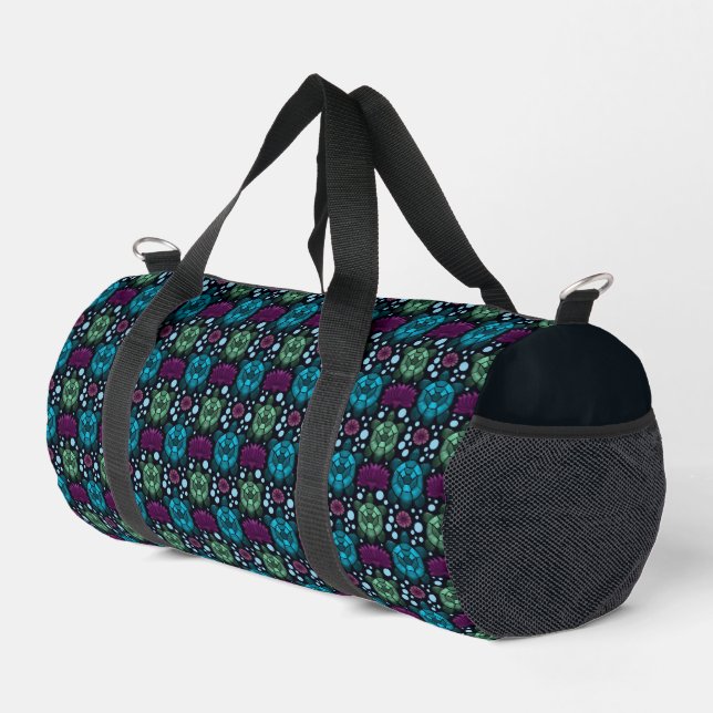 Sea Turtle & Lotus Flower Pattern  Duffle Bag (Right Corner)