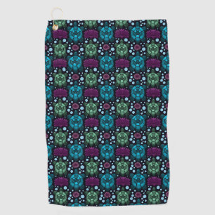 Sea Turtle & Lotus Flower Pattern Golf Towel