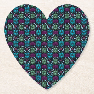 Sea Turtle & Lotus Flower Pattern  Paper Coaster