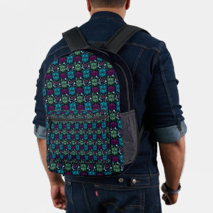 Sea Turtle & Lotus Flower Pattern  Printed Backpack