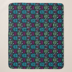 Sea Turtle & Lotus Flower Pattern  Sherpa Blanket