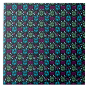 Sea Turtle & Lotus Flower Pattern Tile